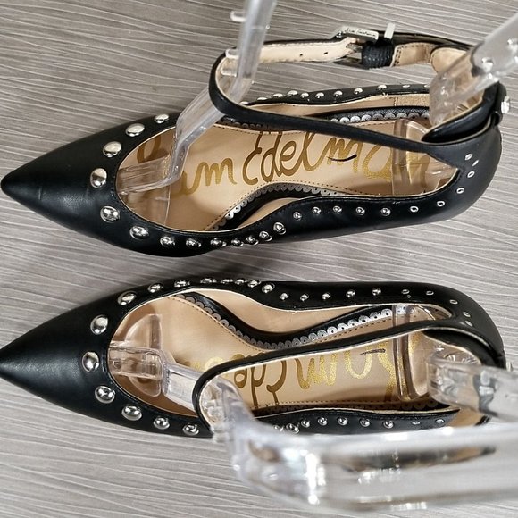 Sam Edelman Helen Ankle Strap Pump, Black Leather, Womens Size 5 M / 35 - Picture 8 of 11